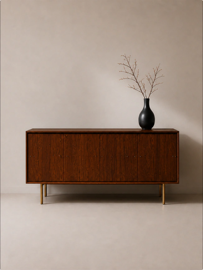Vega sideboard in smoked oak with brass detailing